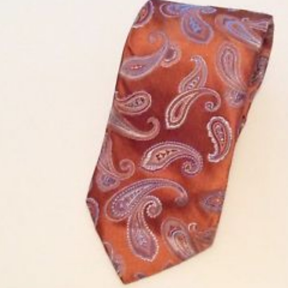 John W. Nordstrom 100% Silk Tie Orange Paisley